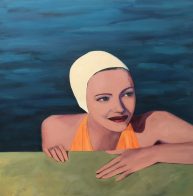 Poolside Swimmer 48 x 48 inches