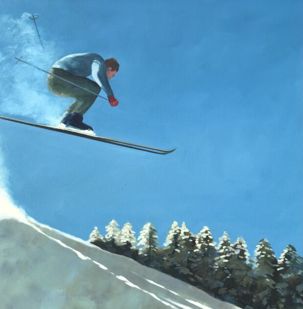 Ski Jump 30x30 oil on canvas by TS Harris